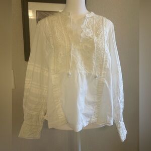 Anthropologie white boho blouse size